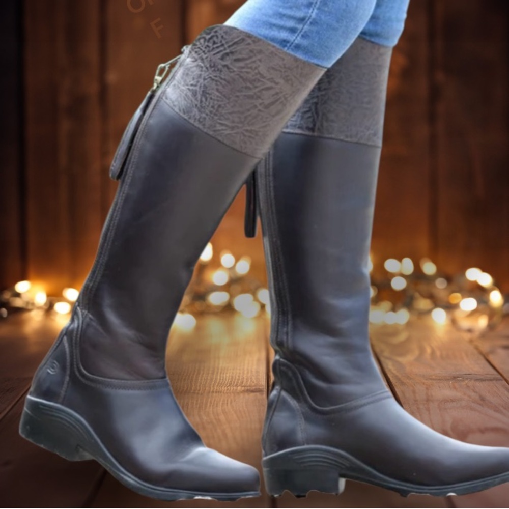 LADIES’ DUBLIN FEALE LEATHER EQUESTRIAN LIFESTYLE BOOTS SZ 7.5W DARK BROWN - Picture 2 of 10